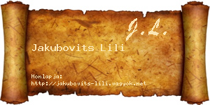 Jakubovits Lili névjegykártya